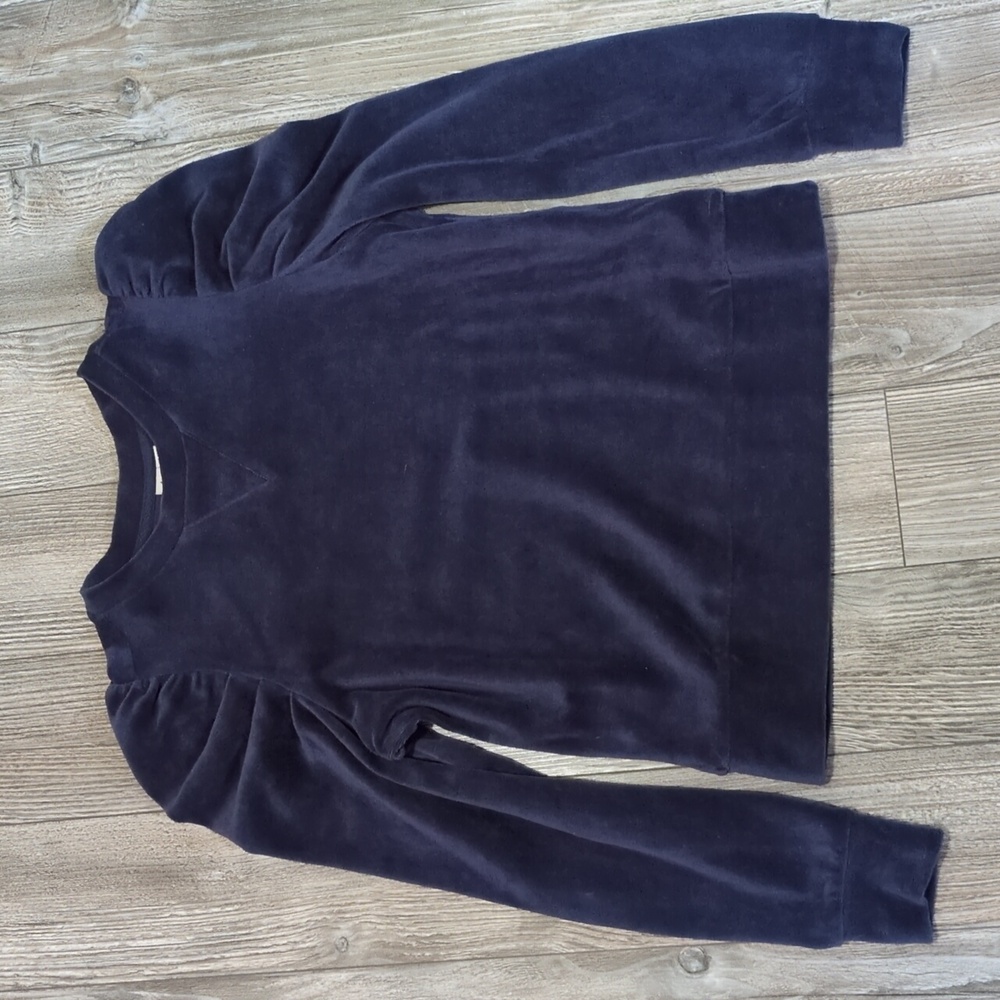 Joie Navy Blue Velour Puff Sleeve Sweater XS